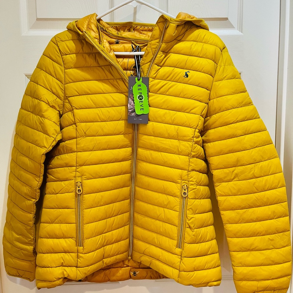 NWT Joules Snug Water Resistant Packable Coat - Antique Gold Size US 10